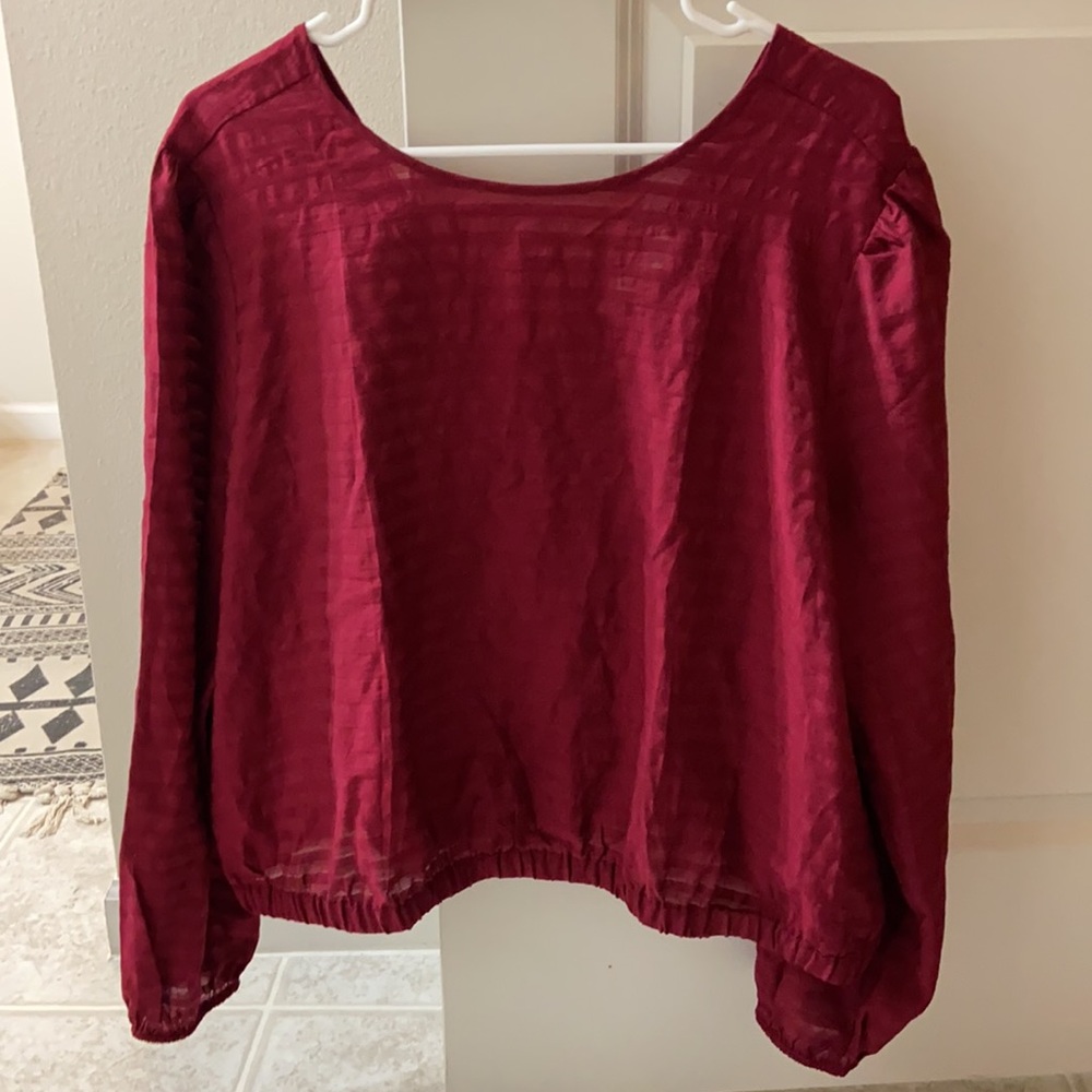 Red Long Sleeve LOFT Blouse